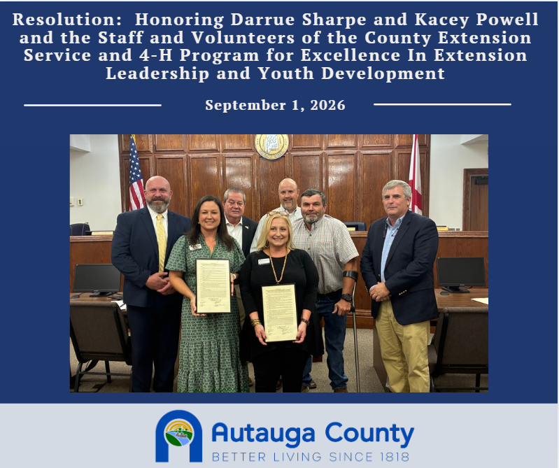 Autauga County Commission Honors Extension Leaders for Statewide Achievements